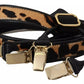 Dolce & Gabbana Brown Leopard Gold Clips Women Suspender Belt