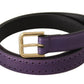 Dolce & Gabbana Purple Leather Gold Logo Engraved Metal Buckle Belt