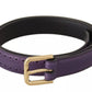 Dolce & Gabbana Purple Leather Gold Logo Engraved Metal Buckle Belt