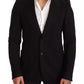 Dolce & Gabbana Black Wool Slim Fit Coat Jacket Blazer