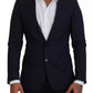 Dolce & Gabbana Blue Wool Slim Fit Formal Coat Men Blazer