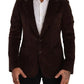 Dolce & Gabbana Brown Corduroy Slim Fit Coat DG Logo Blazer