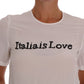 Dolce & Gabbana White Silk ITALIA IS LOVE Sequin Shirt