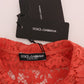 Dolce & Gabbana Orange Crystal Buttons Floral Lace Blouse