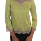 Dolce & Gabbana Green Silk Stretch Blouse Top