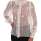 Dolce & Gabbana White Daisy Applique Silk Shirt