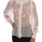 Dolce & Gabbana White Daisy Applique Silk Shirt