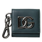 Dolce & Gabbana Green Calfskin Leather DG Logo Keyring Coin Purse Wallet