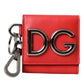 Dolce & Gabbana Red Calfskin Leather DG Logo Keyring Coin Purse Wallet