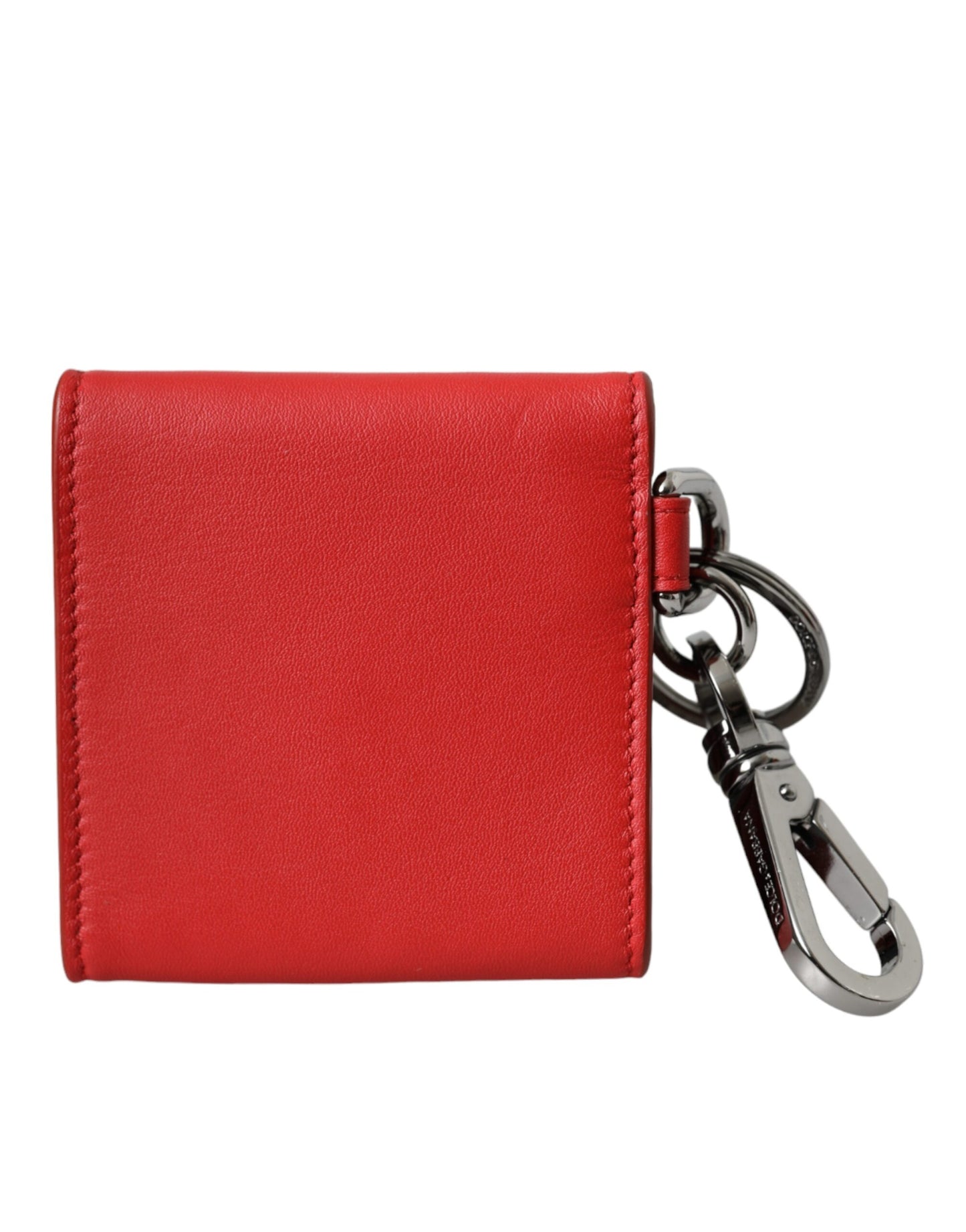 Dolce & Gabbana Red Calfskin Leather DG Logo Keyring Coin Purse Wallet