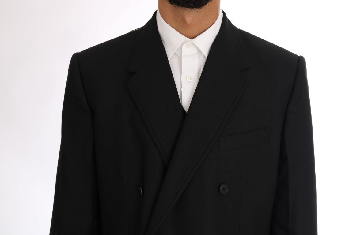 Dolce & Gabbana Black Wool Double Breasted Slim Fit Suit