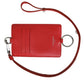 Dolce & Gabbana Red Calfskin Leather Lanyard Logo Card Holder Wallet