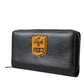 Dolce & Gabbana Black Leather Logo Patch Zip Around Continental Wallet