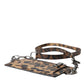 Dolce & Gabbana Brown Leather Leopard Print Logo Plaque Cardholder Wallet