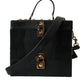 Dolce & Gabbana Black Lizard Embossed Calfskin Leather Double Box Bag