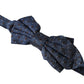 Dolce & Gabbana Navy Blue Silk Patterned Adjustable Men Papillon Bow Tie