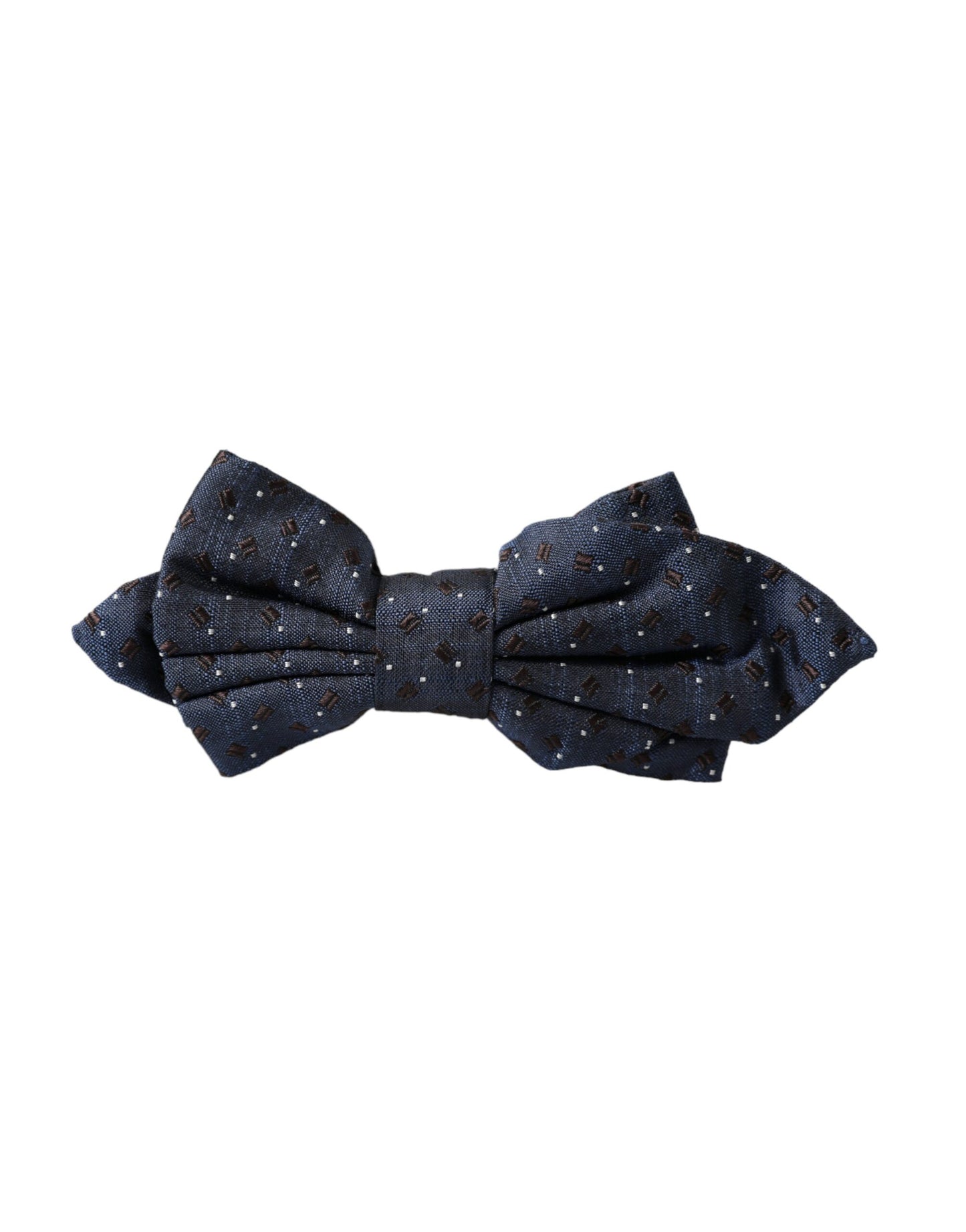 Dolce & Gabbana Navy Blue Silk Patterned Adjustable Men Papillon Bow Tie