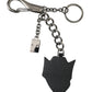 Dolce & Gabbana Black Prince Studs Logo Silver Brass Keychain Keyring