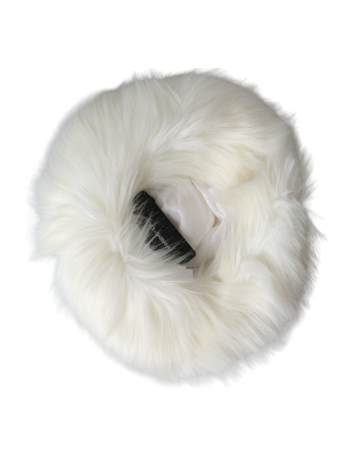 Dolce & Gabbana White Acrylic Fur Womens Bucket Hat