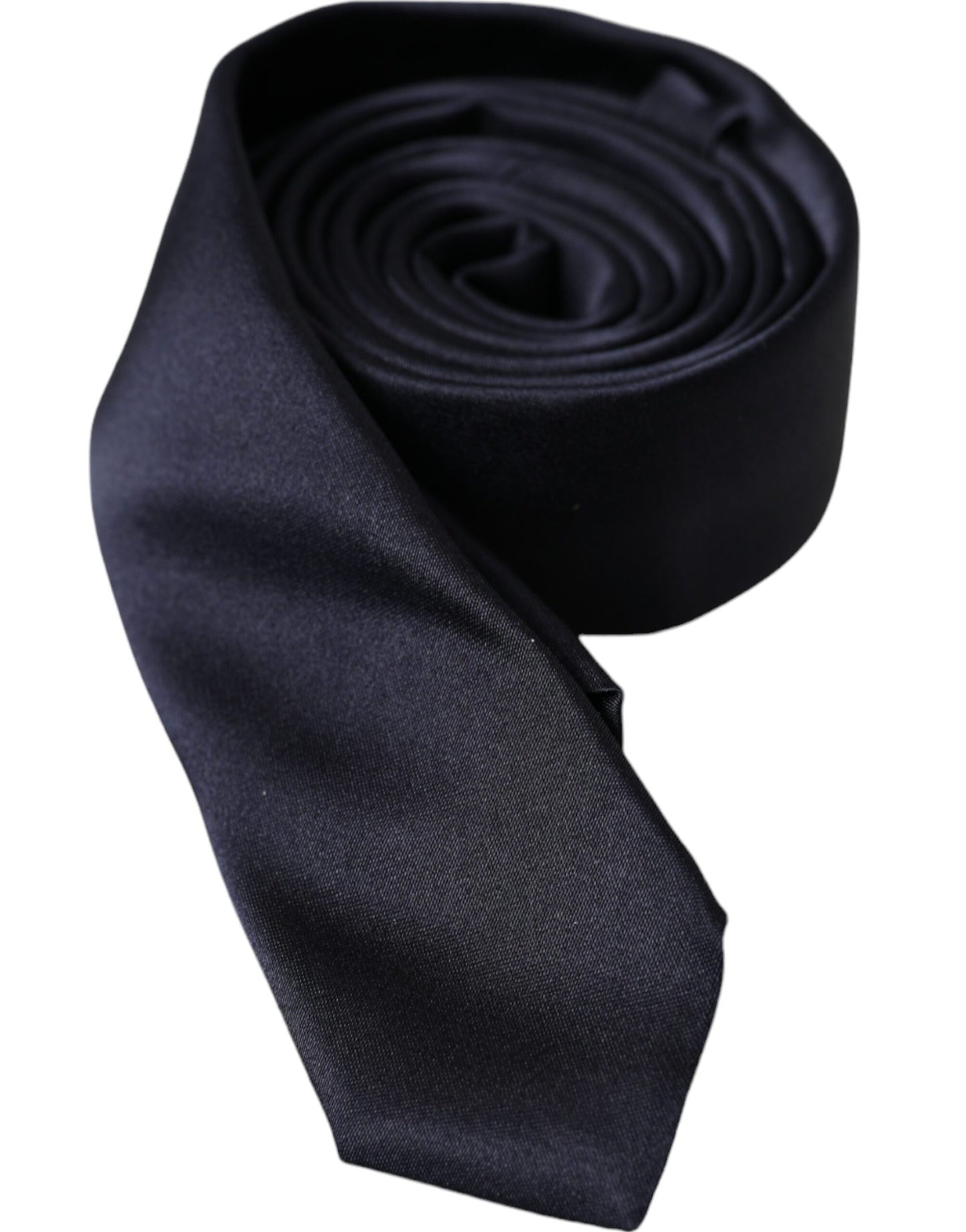 Dolce & Gabbana Dark Blue Solid Silk Adjustable Men Tie