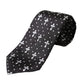 Dolce & Gabbana Black White Cross Silk Adjustable Tie