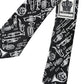 Dolce & Gabbana Black Trumpet Print Silk Adjustable Tie