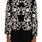 Dolce & Gabbana Black White Baroque Floral Crystal Jacket