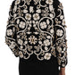 Dolce & Gabbana Black White Baroque Floral Crystal Jacket