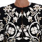 Dolce & Gabbana Black White Baroque Floral Crystal Jacket