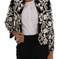 Dolce & Gabbana Black White Baroque Floral Crystal Jacket