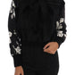 Dolce & Gabbana Black Fur Floral Brocade Zipper Sweater