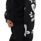 Dolce & Gabbana Black Fur Floral Brocade Zipper Sweater