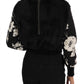 Dolce & Gabbana Black Fur Floral Brocade Zipper Sweater