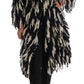 Dolce & Gabbana Black White Fringes Coat Wool Coat