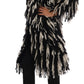 Dolce & Gabbana Black White Fringes Coat Wool Coat