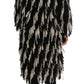 Dolce & Gabbana Black White Fringes Coat Wool Coat