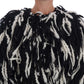 Dolce & Gabbana Black White Fringes Coat Wool Coat