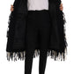 Dolce & Gabbana Black White Fringes Coat Wool Coat