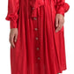 Dolce & Gabbana Elegant Red Button Silk Midi Dress