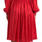 Dolce & Gabbana Elegant Red Button Silk Midi Dress