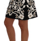 Dolce & Gabbana Black White Baroque Floral Crystal Pencil Skirt