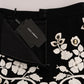 Dolce & Gabbana Black White Baroque Floral Crystal Pencil Skirt