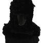 Dolce & Gabbana Black Silver Fox Fur Cashmere Hooded Scarf