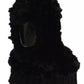 Dolce & Gabbana Black Silver Fox Fur Cashmere Hooded Scarf