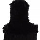 Dolce & Gabbana Black Silver Fox Fur Cashmere Hooded Scarf