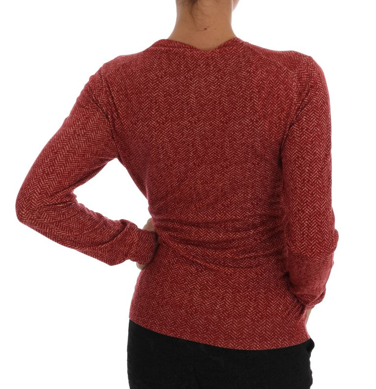 Dolce & Gabbana Red Wool Top Cardigan Sweater