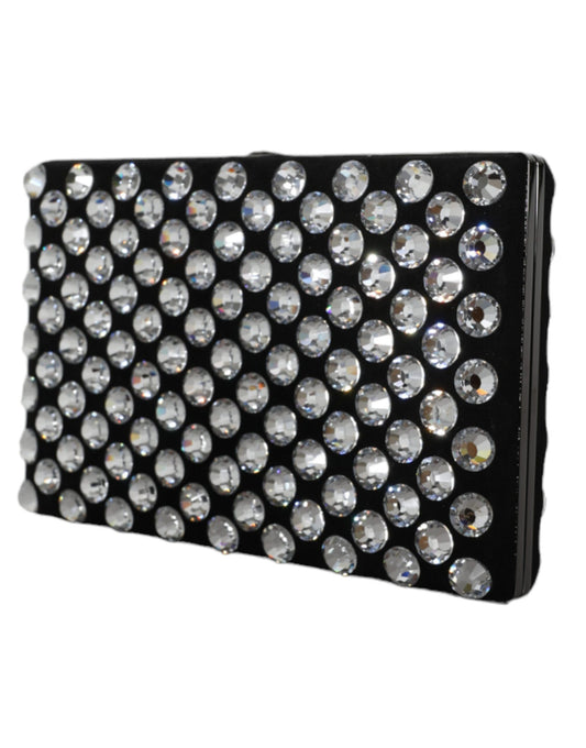 Dolce & Gabbana Black Velvet Crystal Clutch Bag