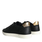 Dolce & Gabbana Black Leather Portofino Low Top Sneakers Shoes