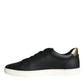 Dolce & Gabbana Black Leather Portofino Low Top Sneakers Shoes