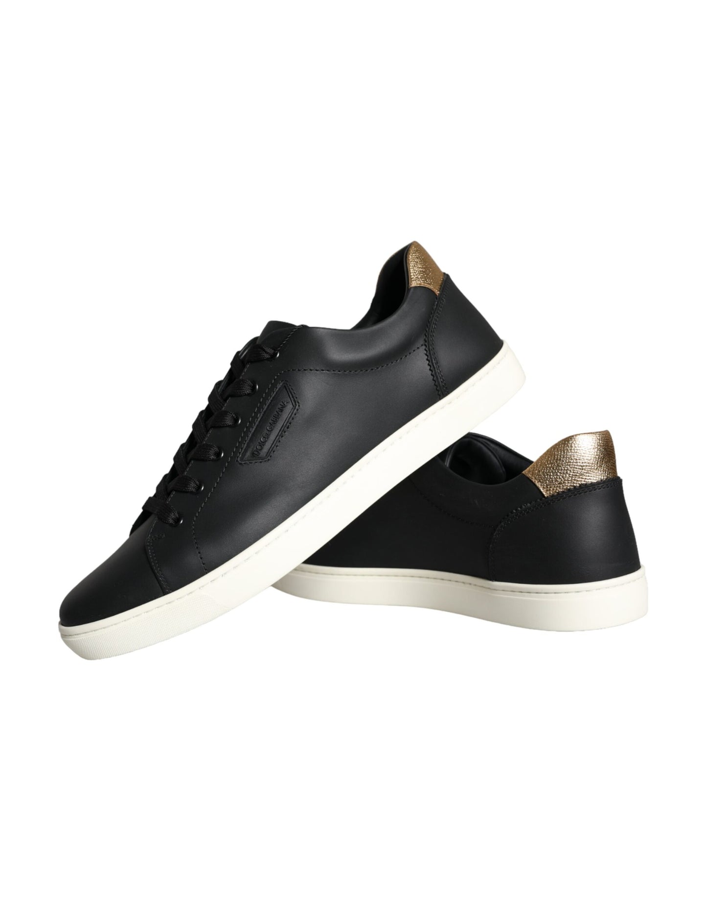 Dolce & Gabbana Black Leather Portofino Low Top Sneakers Shoes